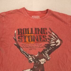 The Rolling Stones Band Crew Neck Short Sleeve T Shirt Mens Size L Orange